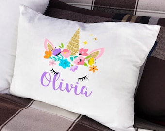 Personalized Sparkles Unicorn Pillow Case, Personalized Pillow Customized Pillowcase for Kids
