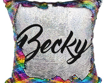 Mermaid Pillow, 17x17 Mermaid Pillow Sequin, Mermaid Pillow Case, Mermaid Pillow Personalized, Mermaid Pillow Cover **WITH STUFFING**