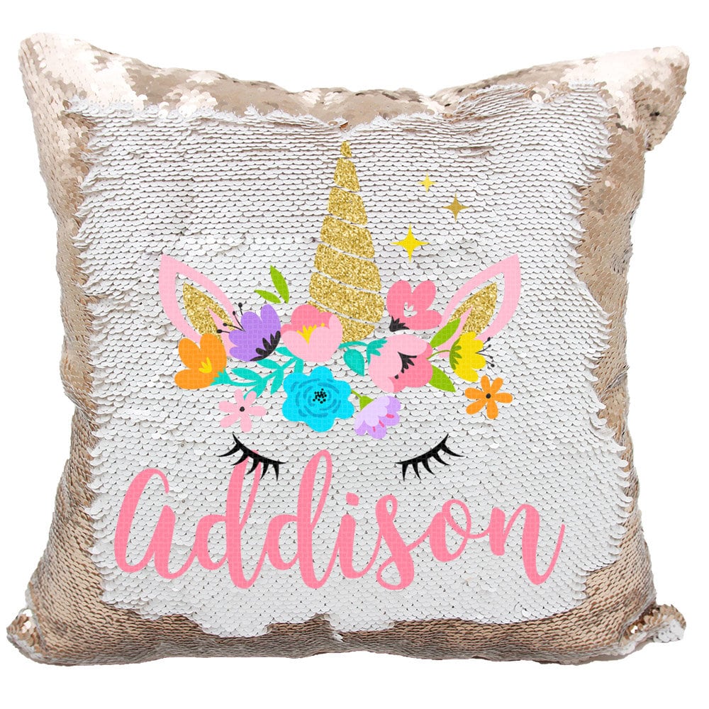 unicorn sequin pillow