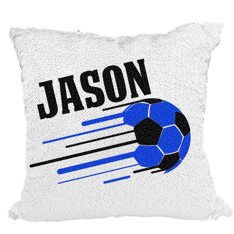 Soccer Sports Pillow Personalized Soccer Reversible Sequin Etsy