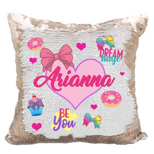 Be You Custom Sequin Pillow, 17x17 Personalized Dream Huge Bow Mermaid Sequins Pillow, Magical Unicorn Pillow **WITH STUFFING**