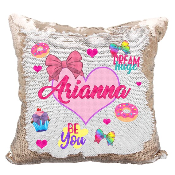 Be You Custom Sequin Pillow 17x17 Personalized Dream Huge Bow