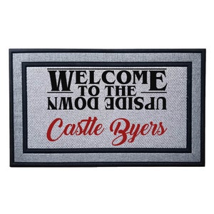 Upside Down Custom Door Mat, Personalized Welcome To The Upside Down Door Mat