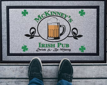 Irish Pub Custom Door Mat, Personalized Welcome Mat, St. Patrick's Day Doormat