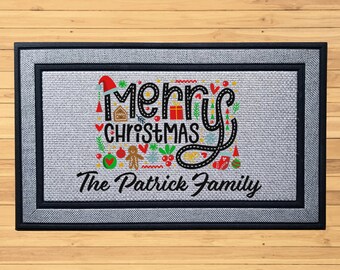 Merry Christmas All The Things Door Mat Personalized, Christmas Welcome Door Mat