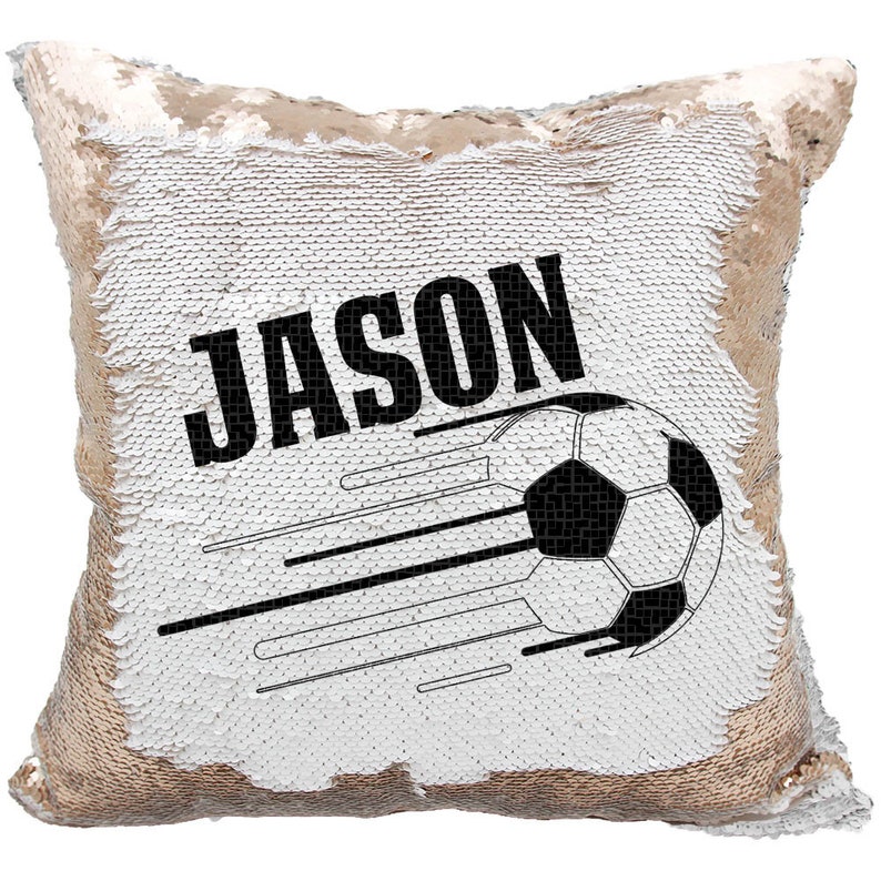 Soccer Sports Pillow Personalized Soccer Reversible Sequin Etsy