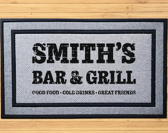 Personalized Bar & Grill Doormat | Custom Home Bar Door Mat | Man Cave Decor | Custom Gifts For Him
