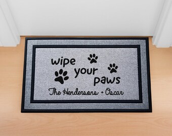 Wipe Your Paws Custom Door Mat, Paw Print Doormat, Extra Large Doormat