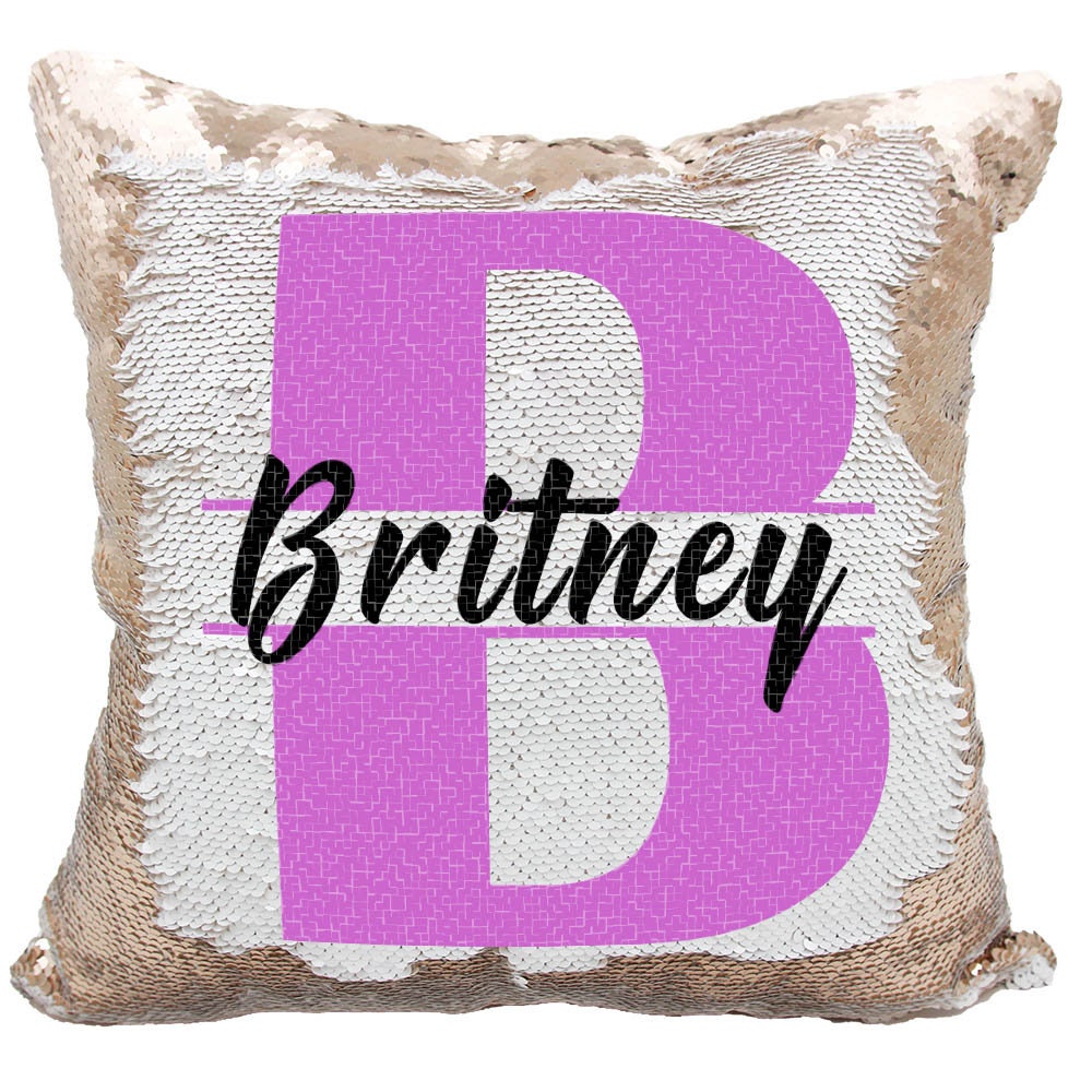 monogram sequin pillow