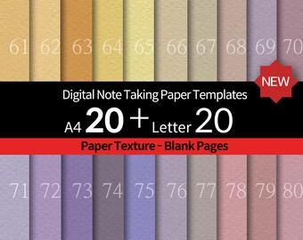 20+20pages[A04]-GoodNotes, Notability NoteTaking Paper Templates-Paper texture- Portrait - Digital notebook - A4, Letter, Stickers, Blank