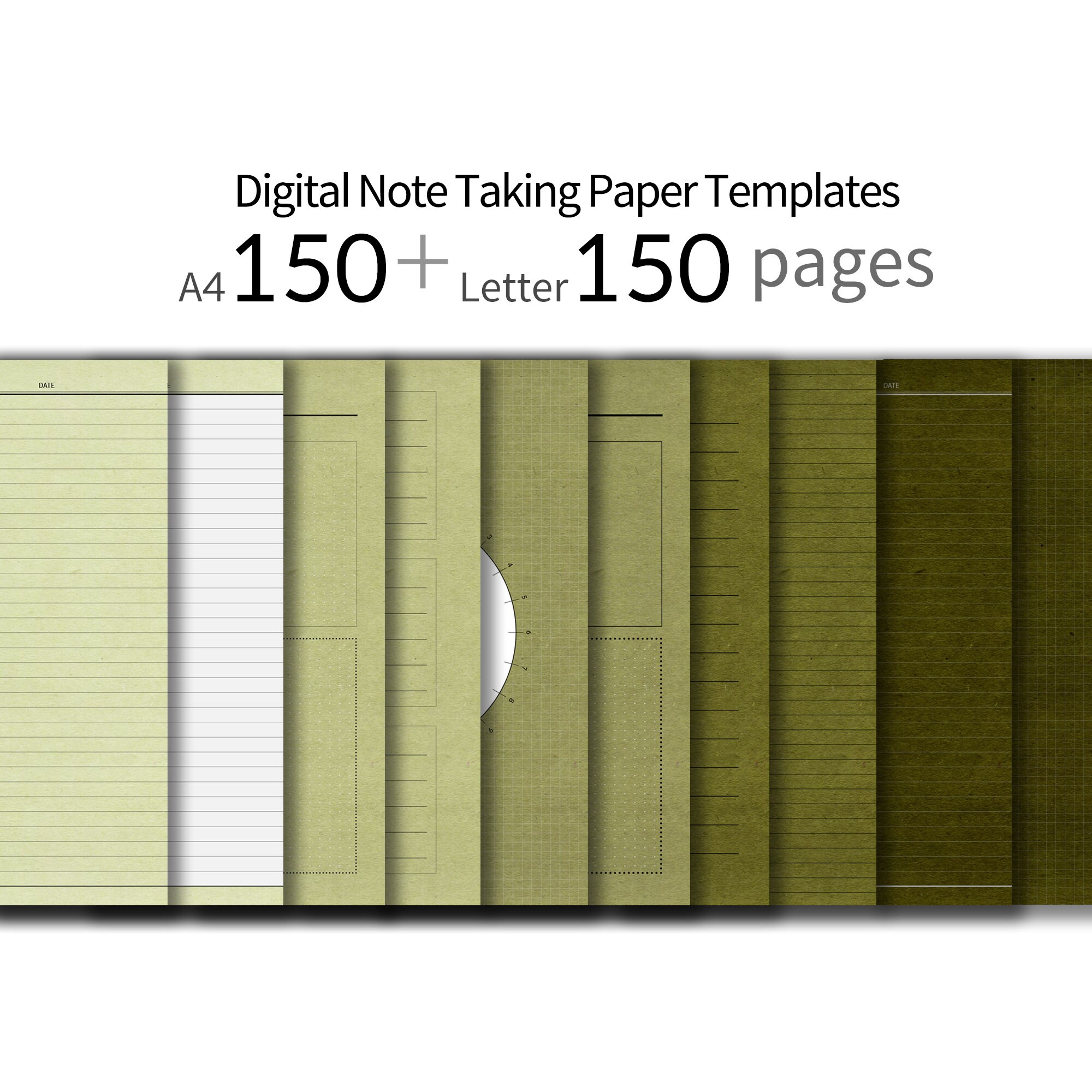 Green Kraft Digital Paper Templates, Goodnotes Notability (A4, Letter ...