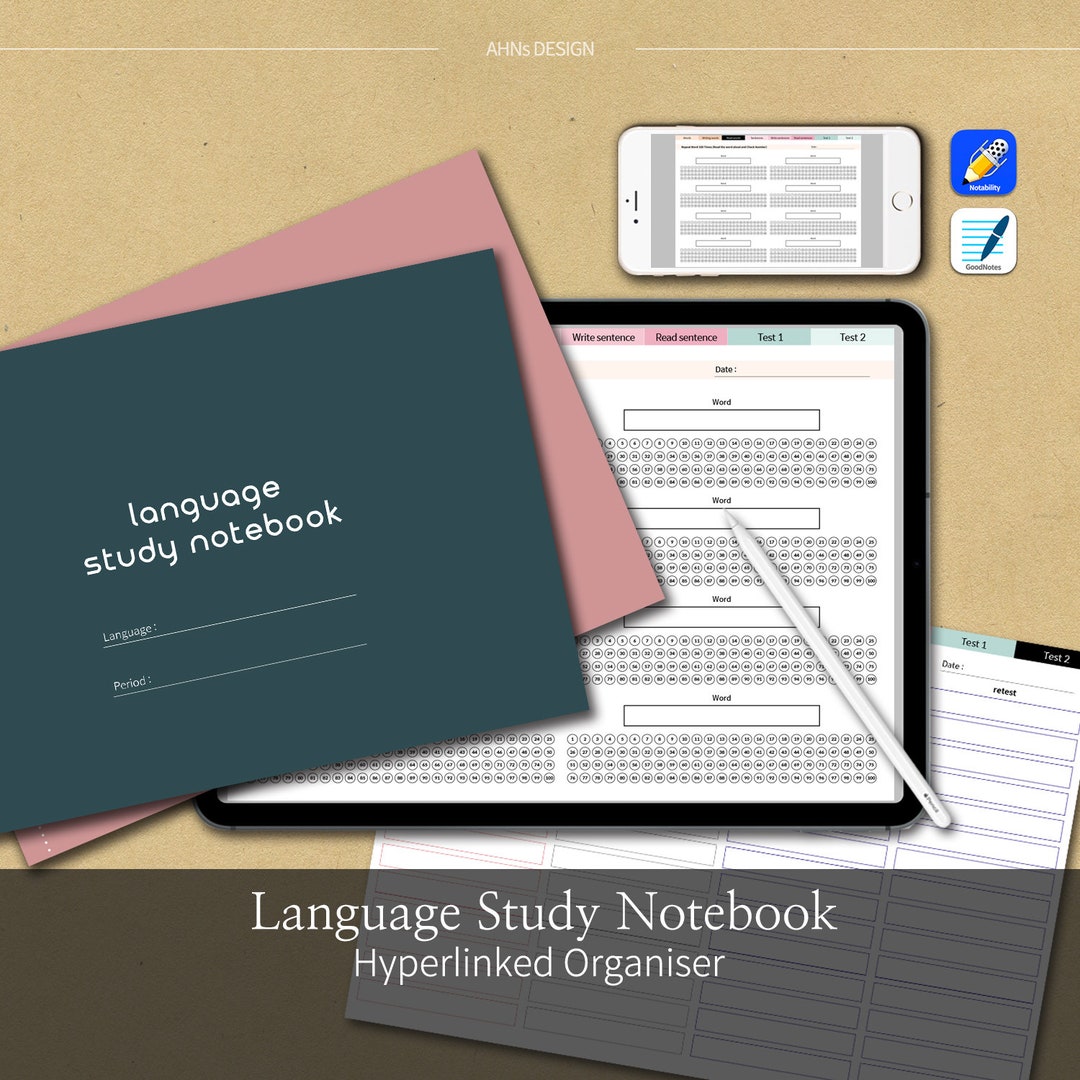 Language Study Notebook - Hyperlinked Note Taking Templates (PDF) - Etsy