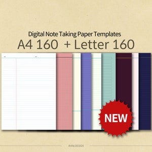160+160 NoteTaking Paper Templates- Vertical ver3 - Digital notebook Templates - A4, Letter, goodnotes, notability, xodo, note shelf