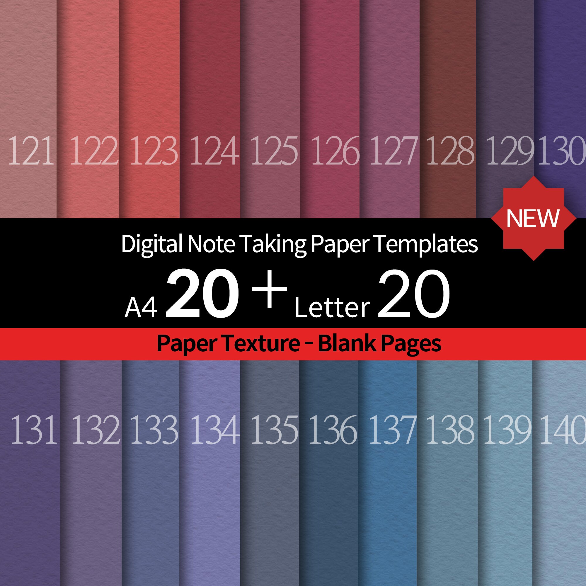 20+20pages[A07]-GoodNotes, Notability NoteTaking Paper Templates-Paper texture- Portrait - Digital notebook - A4, Letter, Stickers, Blank