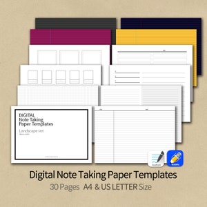 Landscape Note Paper Templates, GoodNotes Notability Compatible (Digital Download)