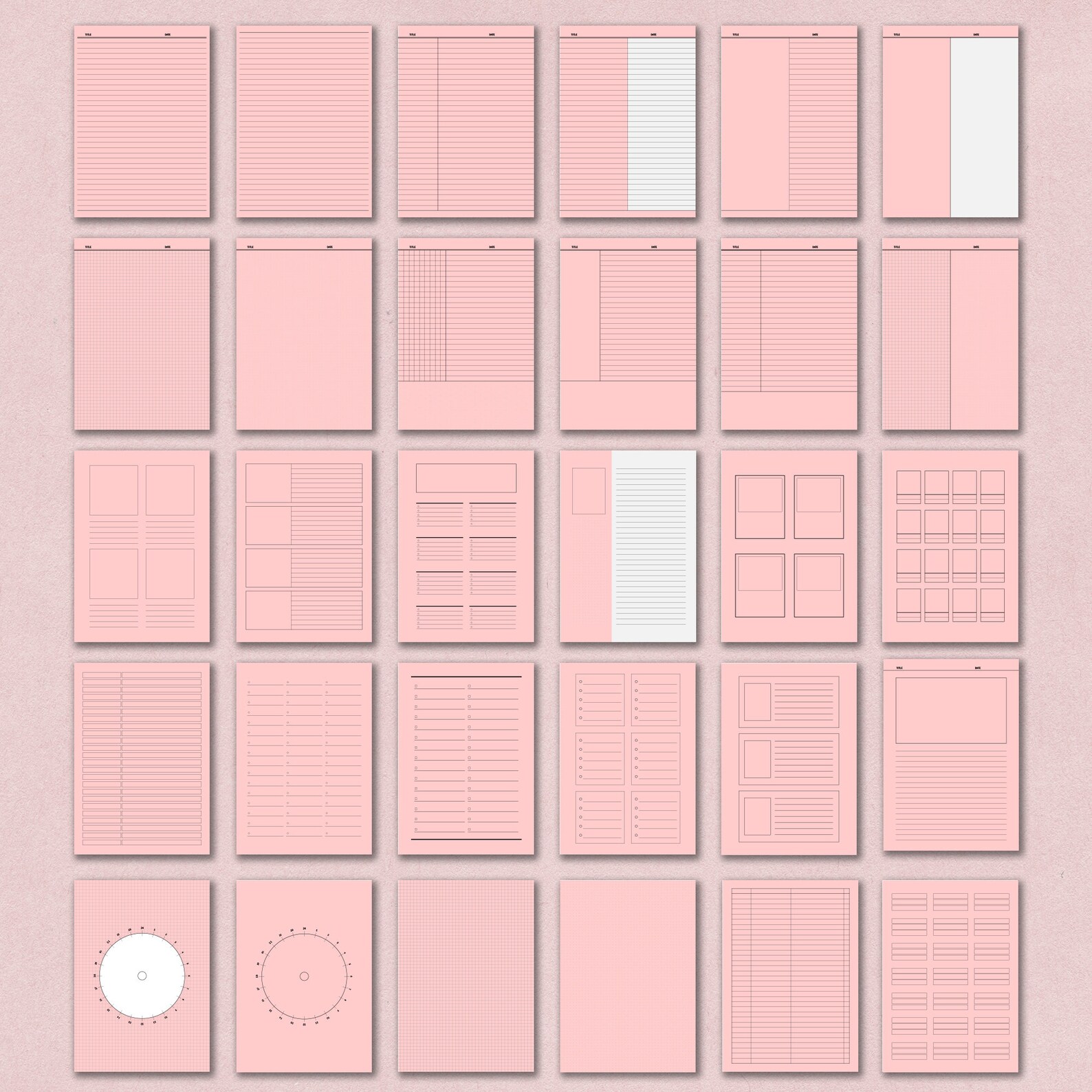 150+150pages[pink]goodnotes, Notability Notetaking Paper Templates ...