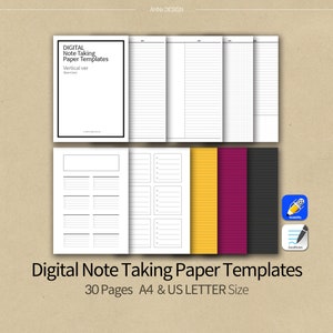 30pages-black line - GoodNotes, Notability NoteTaking Paper Templates- Vertical ver -Digital notebook Templates - Printable -A4 & US LETTER