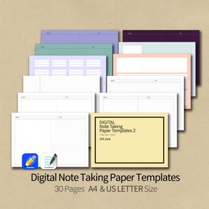 Note-Taking Paper Templates for GoodNotes, Notability (Digital Download)