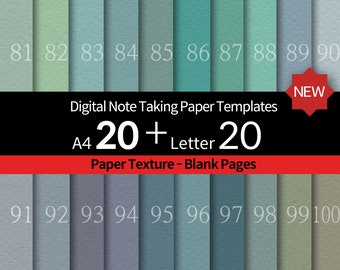 20+20pages[A05]-GoodNotes, Notability NoteTaking Paper Templates-Paper texture- Portrait - Digital notebook - A4, Letter, Stickers, Blank