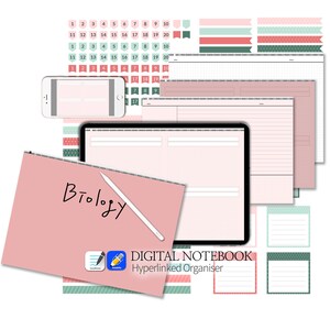 20Tab-Digitales Notizbuch[Pink] Querformat - GoodNotes, Notability, Xodo Templates - digitales Studenten-Notizbuch + digitale Aufkleber - AHNs
