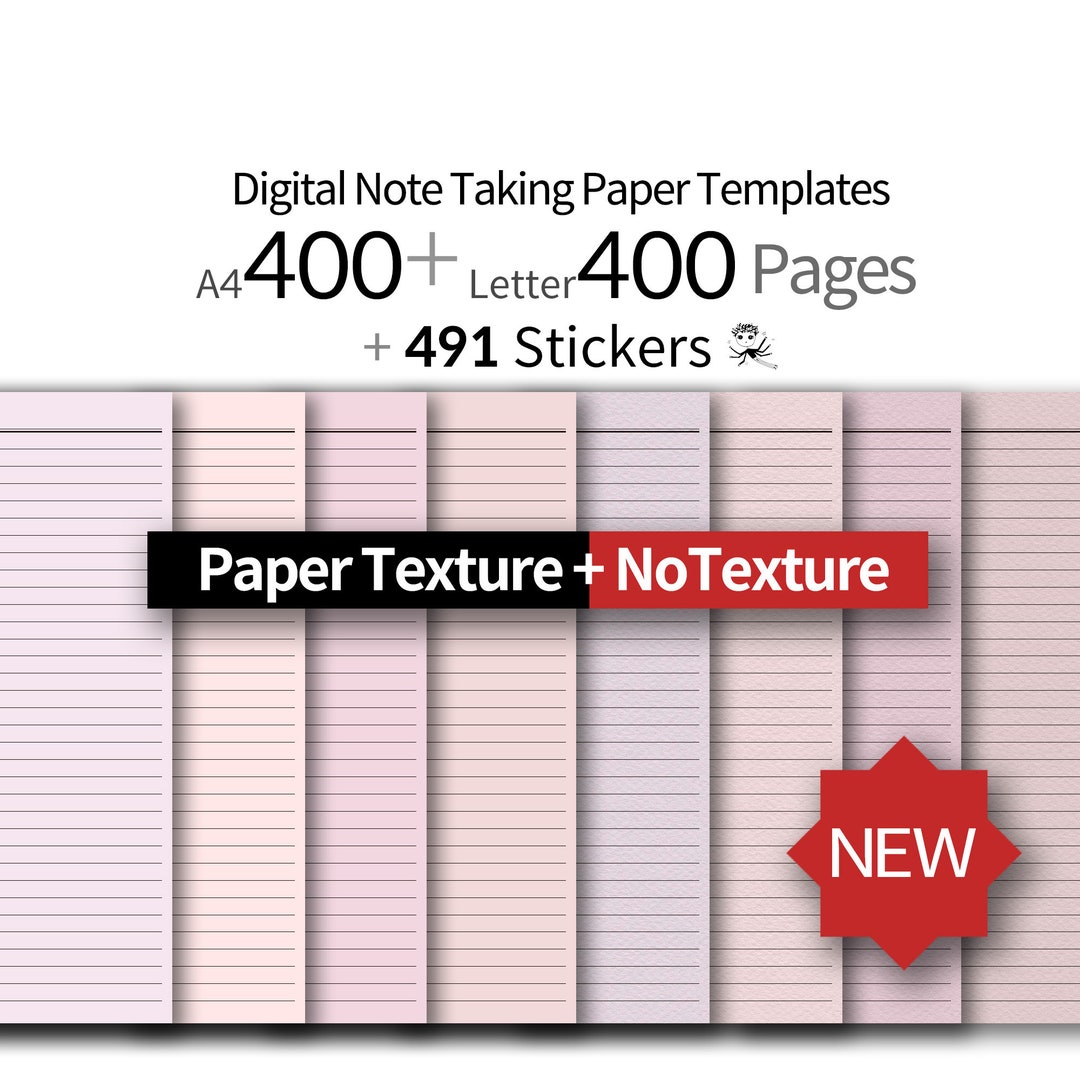 Digital Note Paper Templates, A4, Letter Size, With Stickers (digital ...