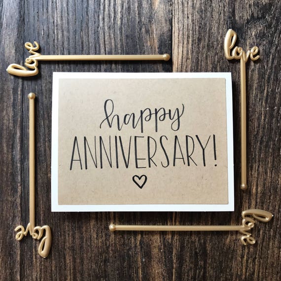 Happy Anniversary Card With Small Heart Handmade Rustic Etsy
