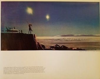 Vintage 1978 Star Wars A New Hope Luke on Tatooine by Ralph McQuarrie 11 x 14 Production Art Print