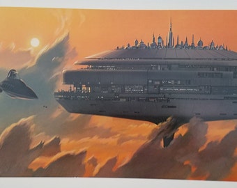 Vintage 1980 Star Wars The Empire Strikes Back Bespin Cloud City by Ralph McQuarrie 10 x 21 Production Art Print