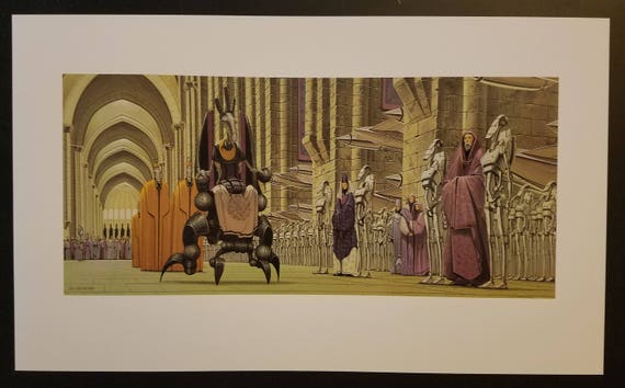 Vintage 1999 Star Wars The Phantom Menace Naboo Throne Room By Doug Chiang 10 5 X 17 5 Production Art Lithograph