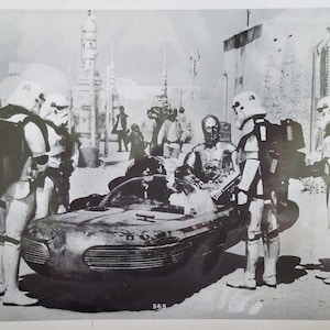 Vintage 1977 Star Wars A New Hope "Not The Droids You're Looking" voor 8 x 10 zwart-wit foto's nog steeds promo prints/lobbykaart