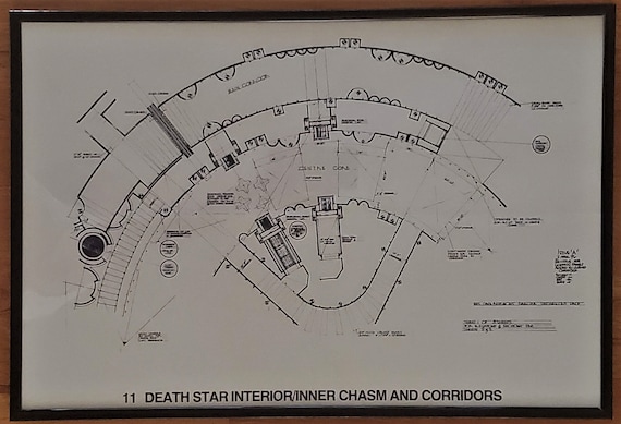 Vintage 1977 Star Wars Death Star Interior Inner Chasm And Corridors 13 X 19 Blueprint