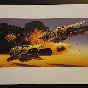 Vintage 1999 Star Wars The Phantom Menace Anakin&#39;s Pod Racer by Doug Chiang 10.5 x 17.5 Production Art Lithograph