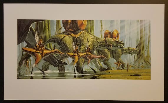 Vintage 1999 Star Wars The Phantom Menace Gungan Sub Escape by Doug Chiang 10.5 x 17.5 Production Art Lithograph