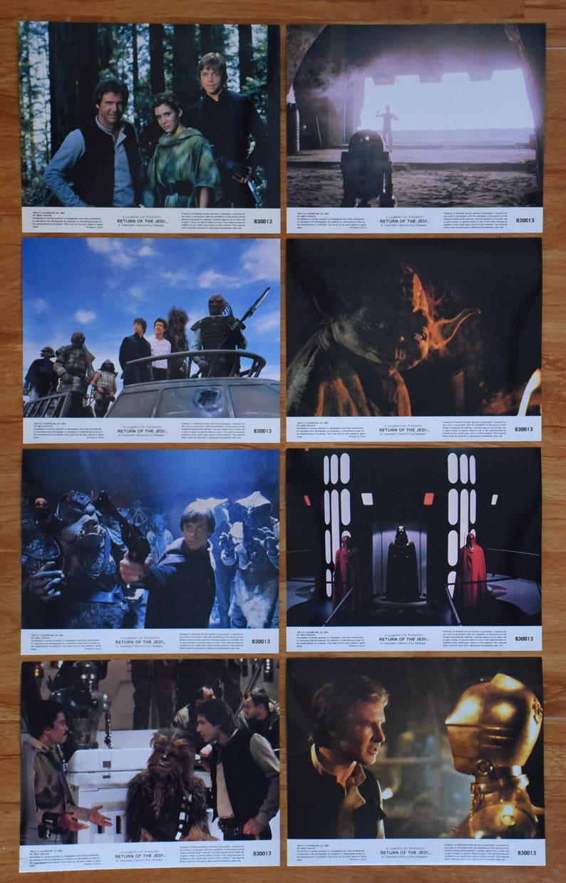 Vintage 1982 Star Wars Return of the Jedi 8 x 10 Full Color Lobby Cards Set of 8 A