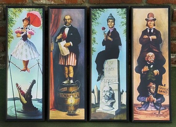 Disneyland Haunted Mansion Set of 4 Stretch Paintings Fine Art Prints