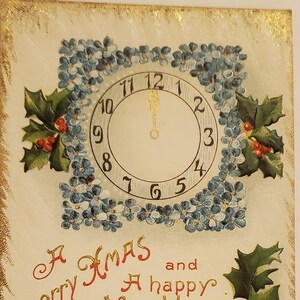 Cartolina Orologio di Natale natalizio EMBOSSED