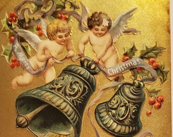 Post Card Holiday Christmas A Merry Christmas Embossed