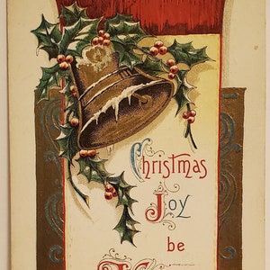 Tarjeta postal Navidad Campanas de Navidad Holly Navidad Alegría