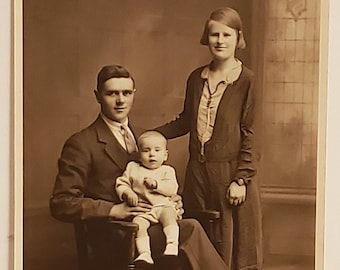 Postcard RPPC Family Photo Mother Father Young Child