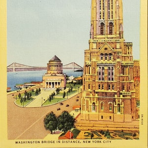 Vintage 1933 NYC Postcard: Riverside Church & Grant&#39;s Tomb