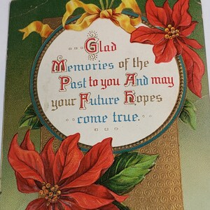 Cartolina natalizia Natale Poinsettia EMBOSSED 1911 Timbro postale Philadelphia PA