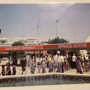Postcard CA Entrance to Queen Mary and Spruce Goose Long Beach California