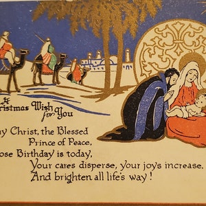 Carte éphémère Fête de Noël Religieux Trois Mages & Sainte Famille