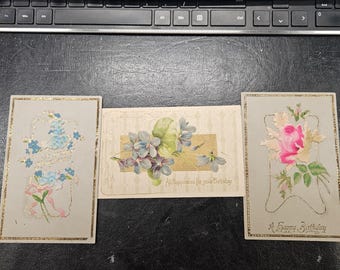 Post Card Set Vintage Birthday Cards Set of 3