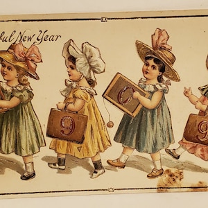 Cartolina Vacanze Capodanno Un gioioso Anno Nuovo 1909 EMBOSSED