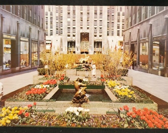 Vintage Postcard: Channel Gardens, Rockefeller Center, NYC
