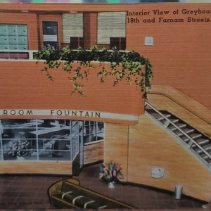 Carte postale NE Vue intérieure du dépôt de bus Greyhound Union Omaha Nebraska