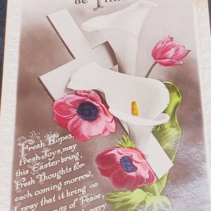 Cartolina Natalizia Croce di Pasqua con Fiori Possa la Gioia di Pasqua essere Tua