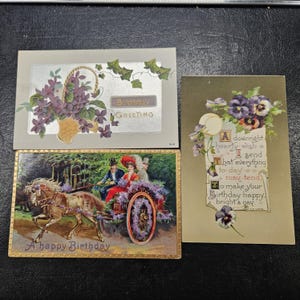 Post Card Set Vintage Birthday Cards Set of 3