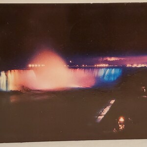 Cartão postal Canadá Horseshoe Falls iluminado Niagara Falls Canadá